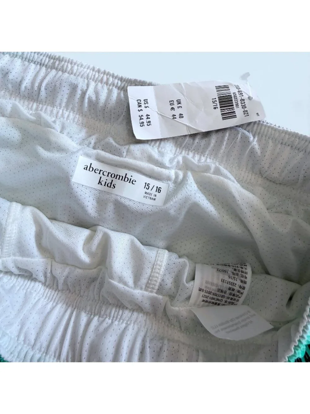 Abercrombie Kids Swim Trunks Boys 15/16 Blue Surf Van Print Lined Board Shorts